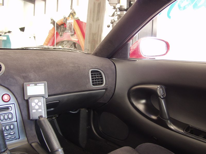 Rx7 dash for miata. Alcantara wrap, redhound, rx7